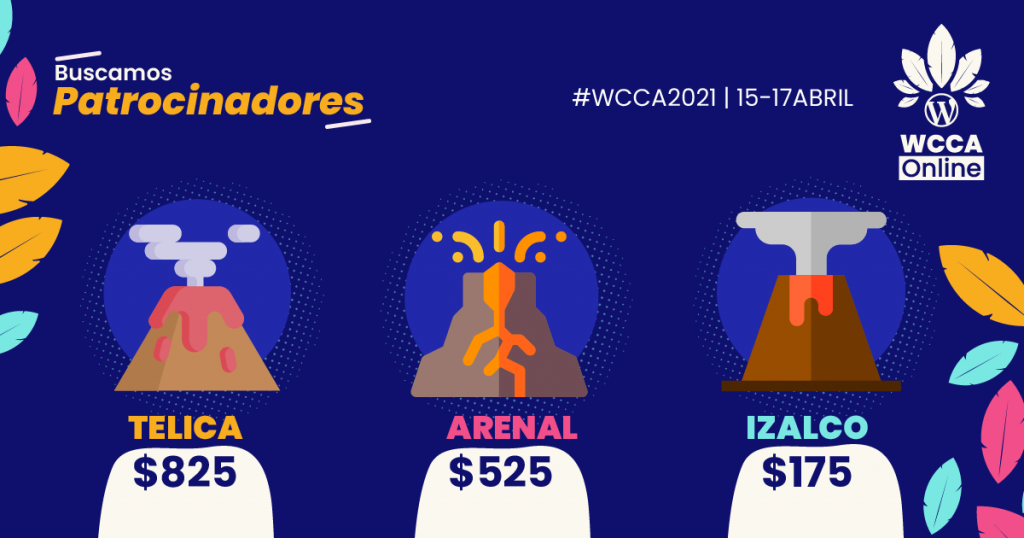 Niveles y costo de patrocinios WordCamp Centroamérica 2021 Online
