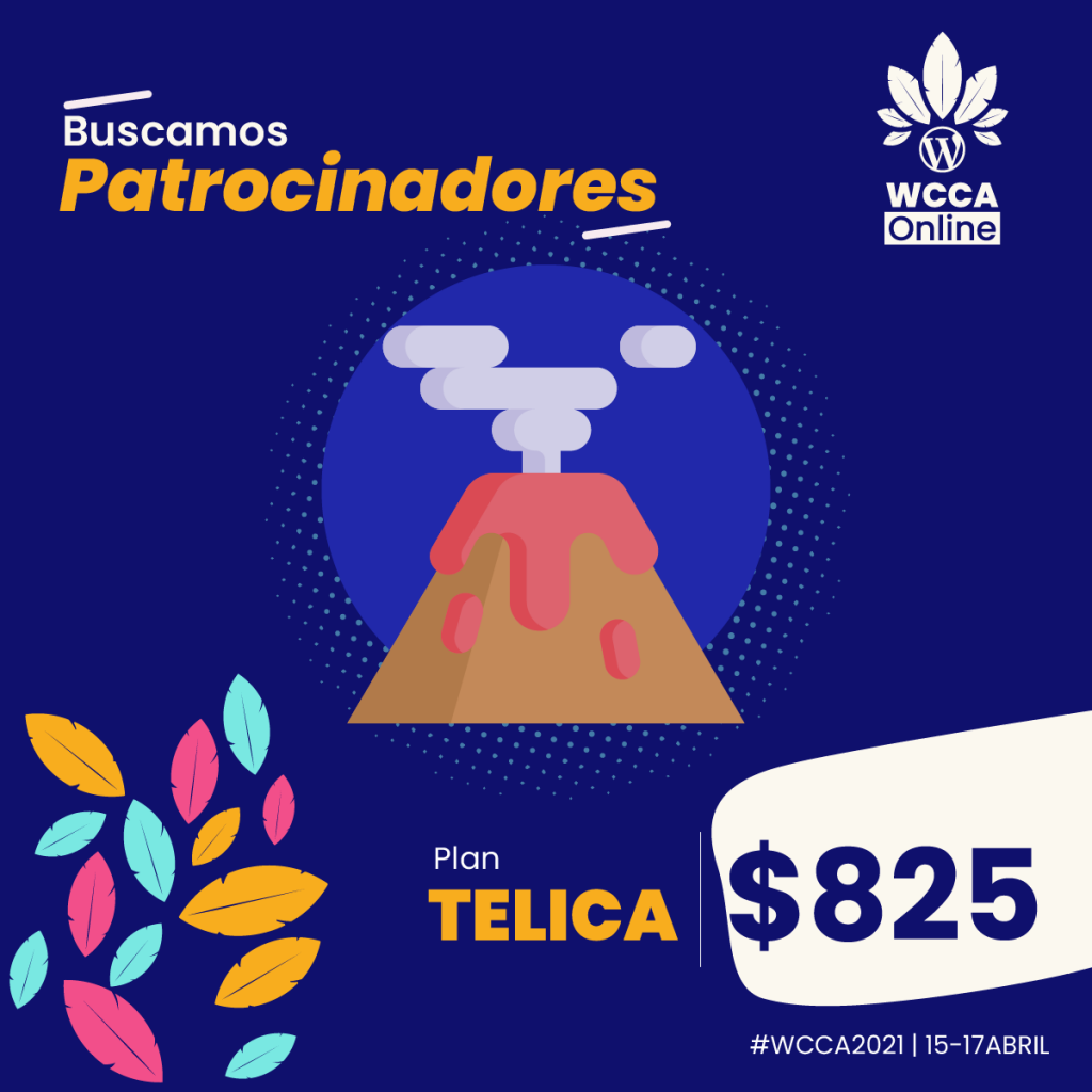 WordCamp Centroamérica, Plan de patrocinio Telica, costo $825 dólares. 