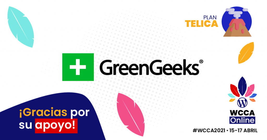Banner Agradecimiento GreenGeeks patrocinador Arenal del WordCamp Centroamérica 2021