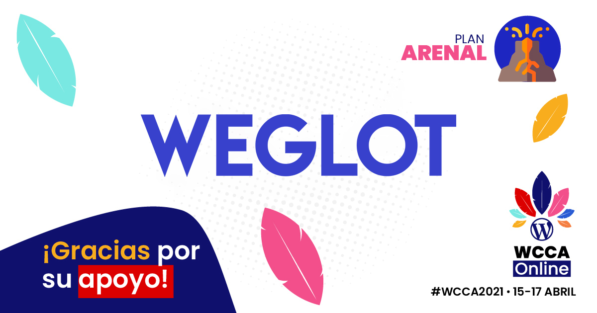 Banner de agradecimiento a Weglot, Patrocinador Arenal del WordCamp Centroamérica Online